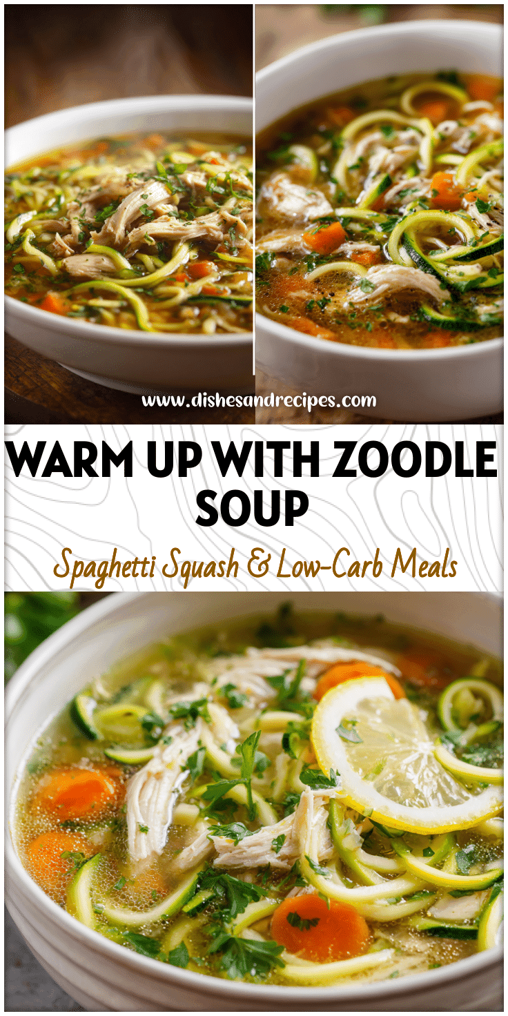 A steaming bowl of Chicken Zoodle Soup as a Homemade Chicken Soup and Chicken Noodle Soup Homemade favorite.